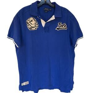 Polo Ralph Lauren Mens Nostalgic "Football" Polo Shirt w Bulldog Mascot size XL